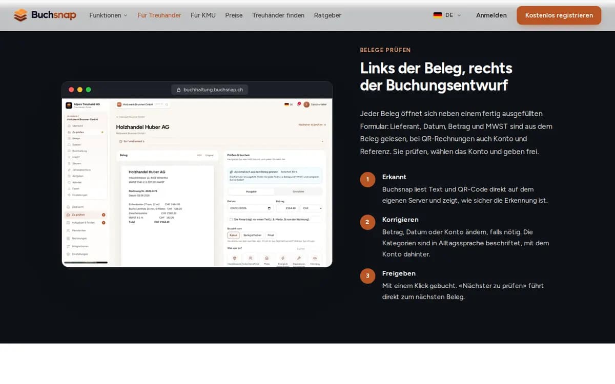 Buchsnap.ch – Receipt review for fiduciaries