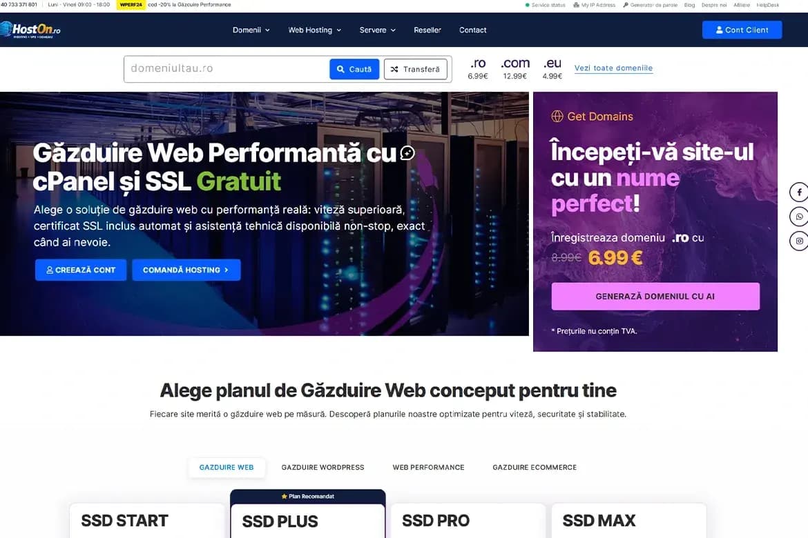 HostON.ro – alte Website