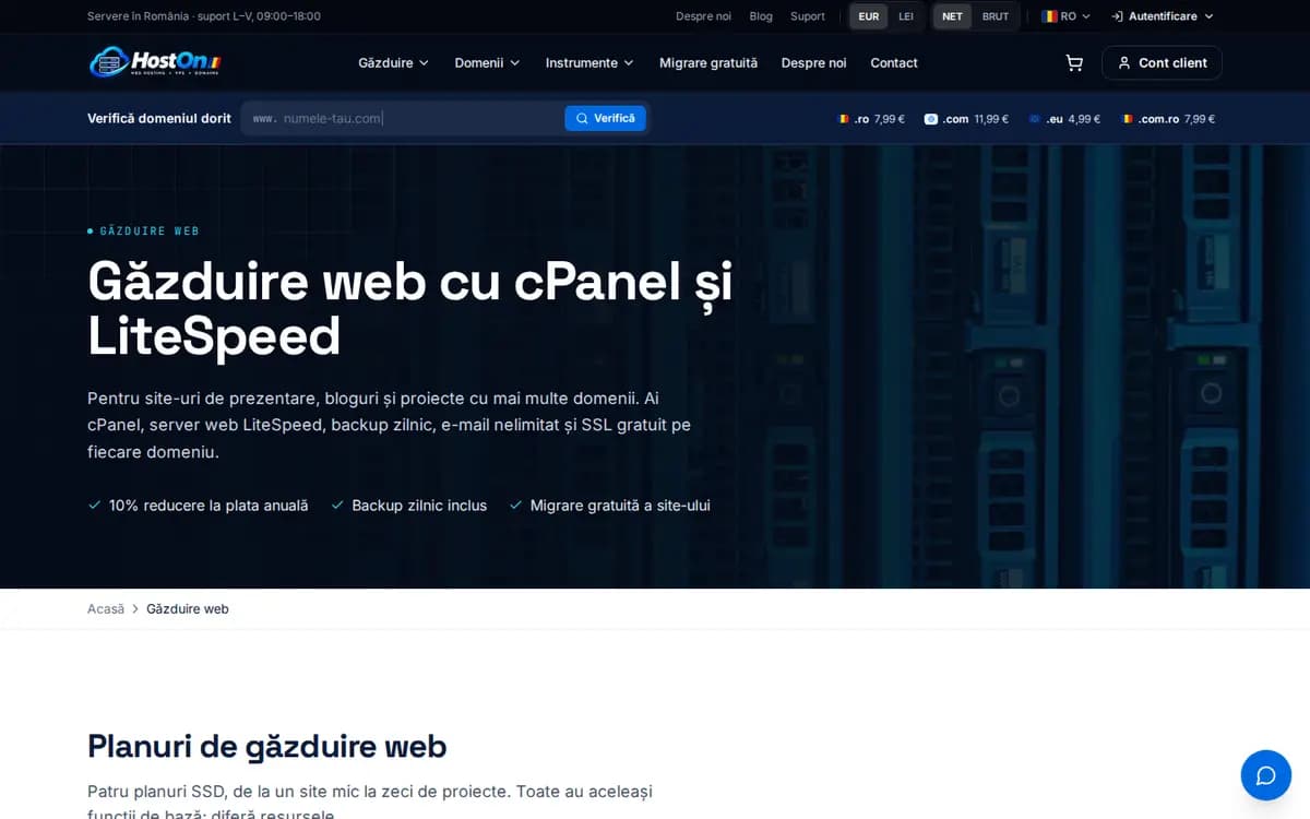 HostON.ro – Webhosting-Seite