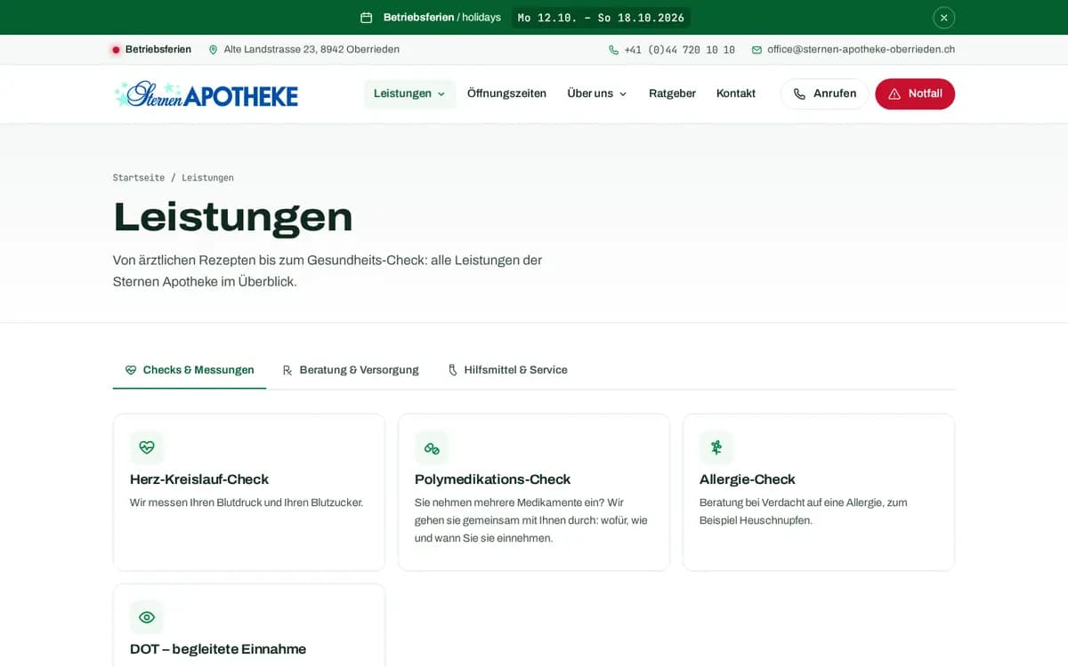 Sternen-Apotheke-Oberrieden.ch – Leistungsübersicht