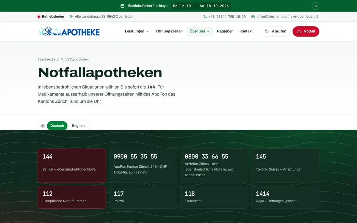 Sternen-Apotheke-Oberrieden.ch – Notfallapotheken