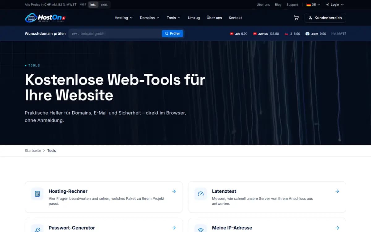HostON.ch – Free web tools