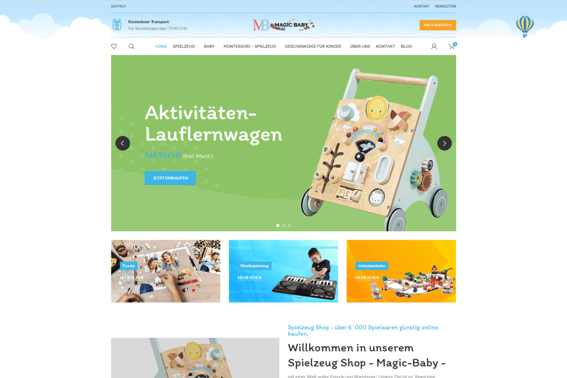 Magic-Baby.ch – eCommerce-Projekt eSys Agency
