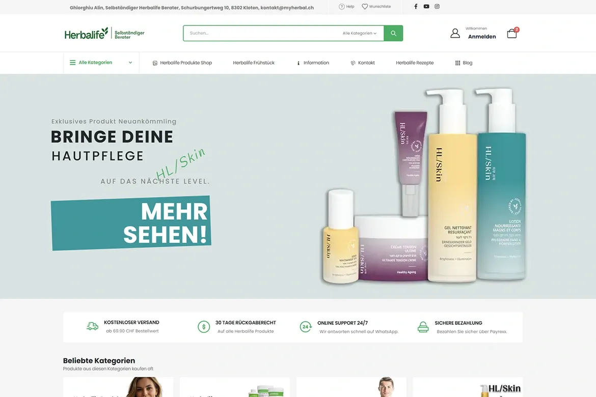 MyHerbal.ch – E-Commerce-Projekt eSys Agency
